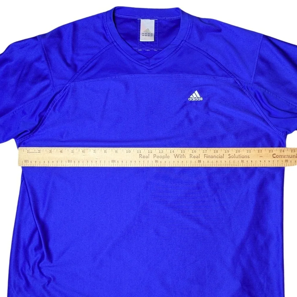 Adidas Blank Soccer Football Jersey Blue Short Sleeve Shirt‎ Men's XL